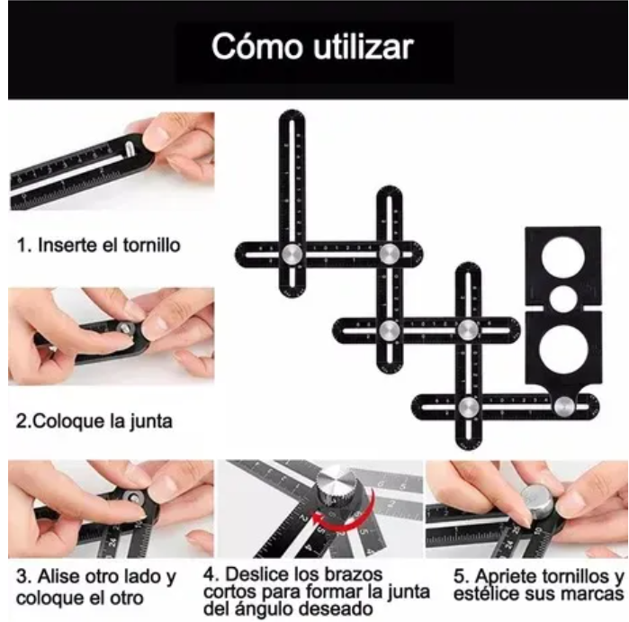 Regla multiangulo de aluminio
